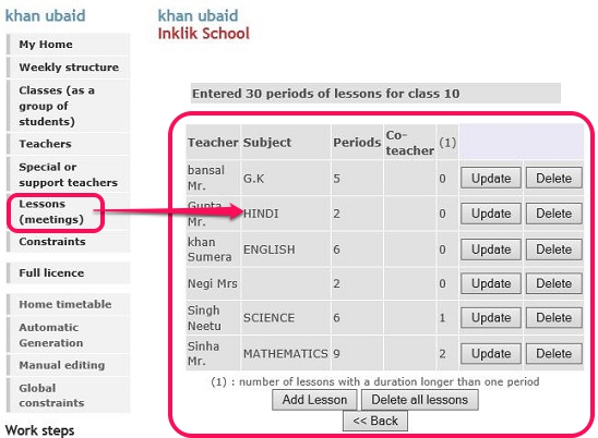 Timetable Web - assigning teachers to classes