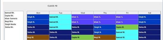 Timetable Web - generated timetable