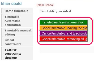 Timetable Web - generating timetable