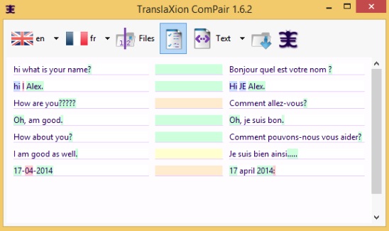 TranslaXion ComPair - comparing texts