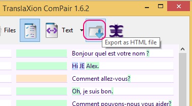 TranslaXion ComPair - exporting as HTML file