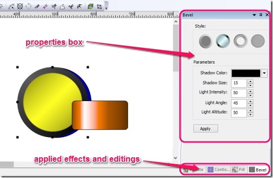 VDraw - properties box