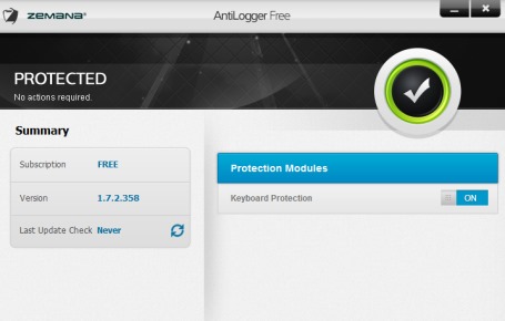 Zemana AntiLogger Free- anti key logger for Windows