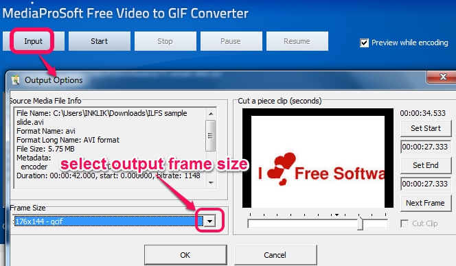 add a video file and set output options