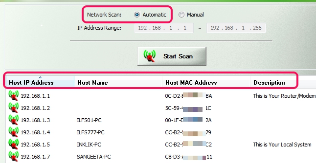 automatic network scan mode