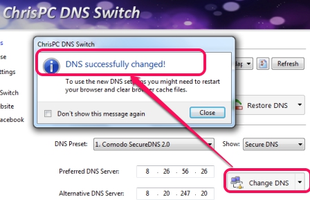 change DNS settings
