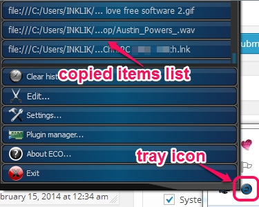 copied items list