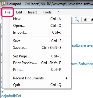 file menu