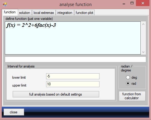 fxCalc - function analyze