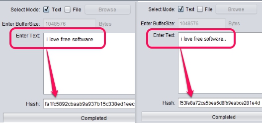 hash value of text