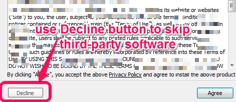 ignore third-party software using decline button