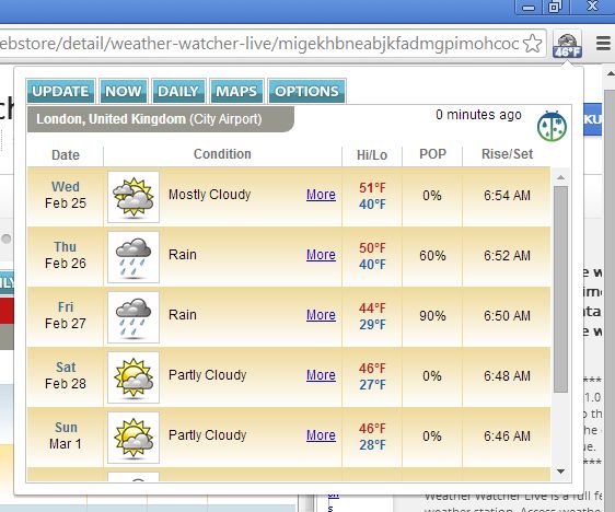 live weather extensions google chrome