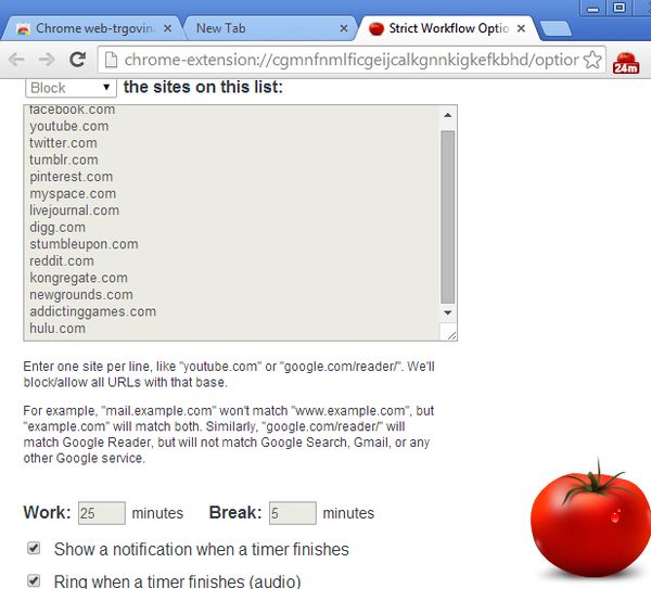 pomodoro timer extensions google chrome