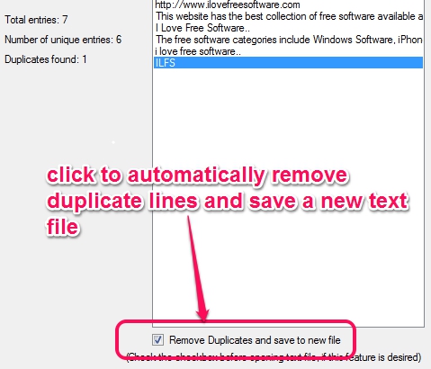 remove duplicates and save to a new text file