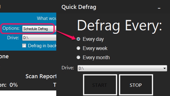 schedule defrag