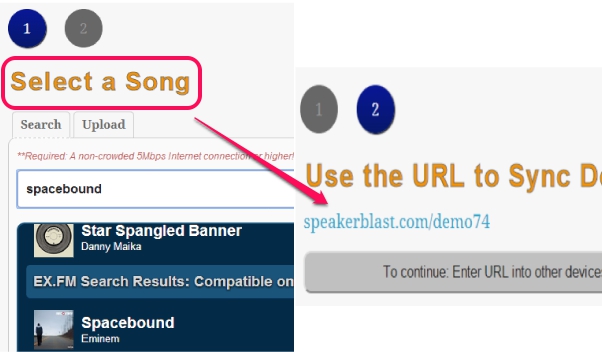select a song to generate blast url