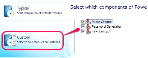 select components to install with PowerCryptor Free Edition