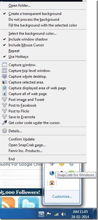 snapCrab-Details-System tray Options