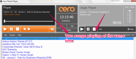 Aero Player two songs played at the same time