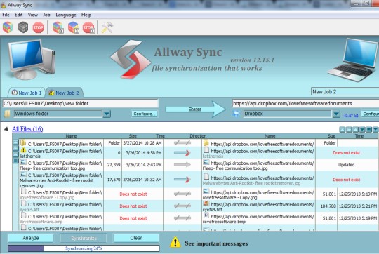 Allway Sync- interface