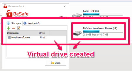 Besafe-Virtual-drive-Created-password protected virtual drive