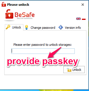 Besafe password window