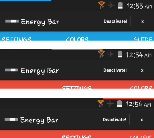 Customizable origin center, left, and right battery bar for android