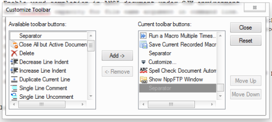 Customize Notepad++ Toolbar dialogbox