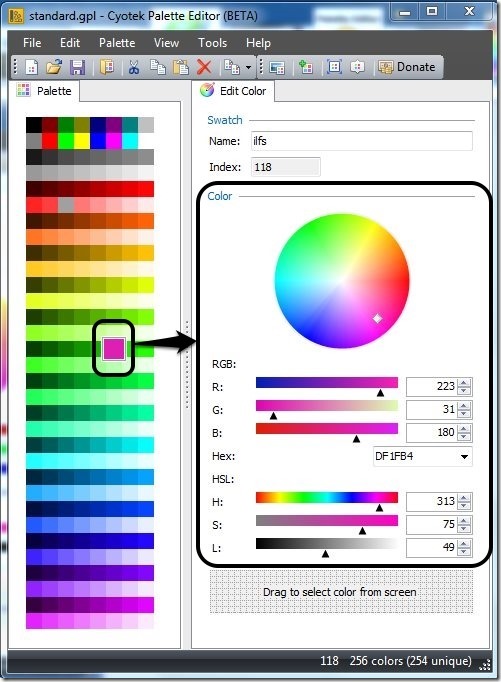 Cyotek Palette Editor-create color palette