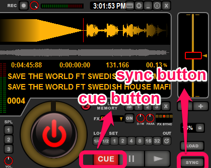 Dj Deck pro Sync and Que Button