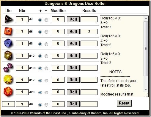 Dungeons and Dragons Dice Roller