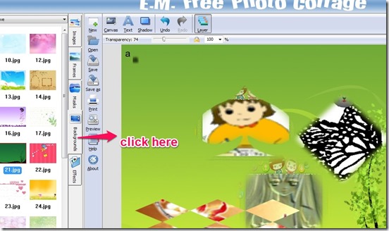 E.M. Free Photo Collage adding background