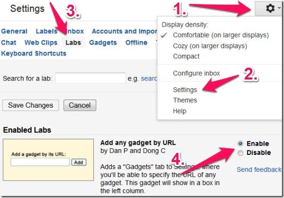 Enable GMail Gadget