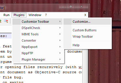 How to customize the toolbar with Customize Toolbar for Notepad++
