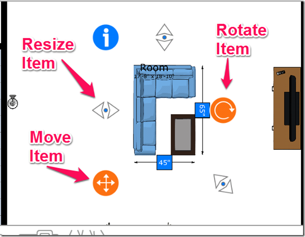 Adjust Items In Room Planner App