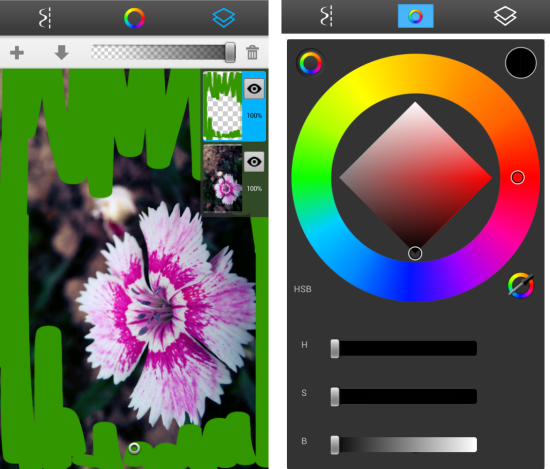 Layers and colors in free drawing app for android