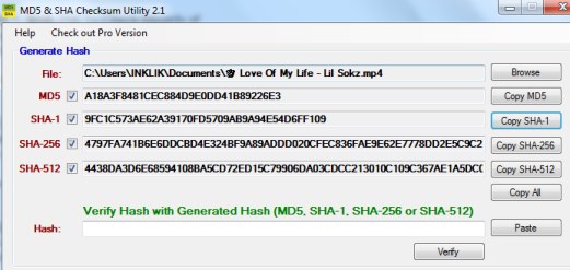 MD5 & SHA Checksum Utility- interface