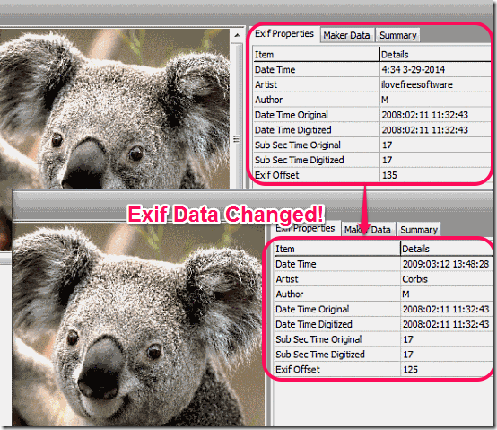 Photo Data Explorer Exif Attributes Chaned