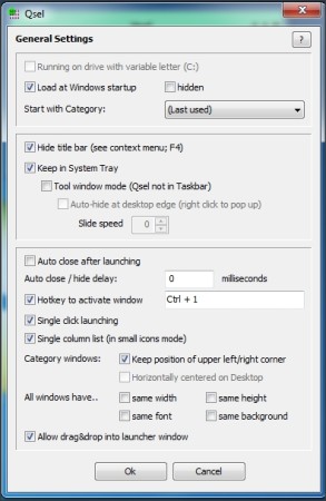 Qsel General Settings