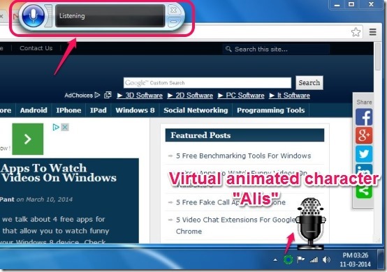 Responding Partner-command bar and animated character