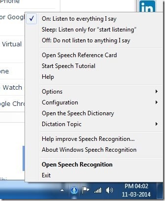 Responding Partner-speech recognition options