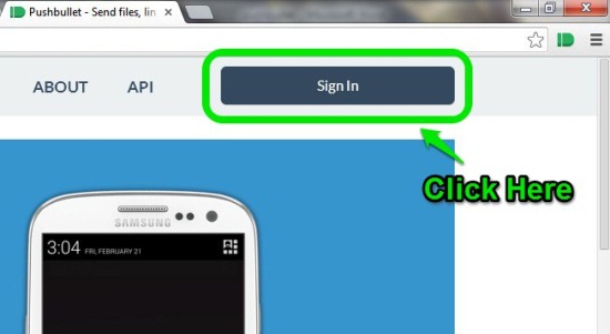Sign in into pushbullet