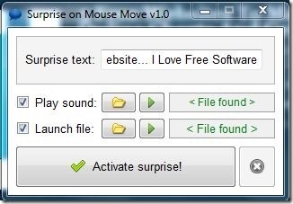 Surprise on Mouse Move- main interface