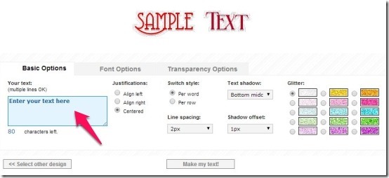 TextSpace-basic options
