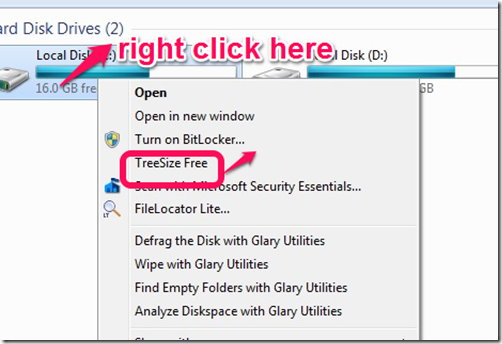 Treesize Free right click context menu integration