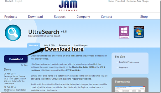 Ultra search download page