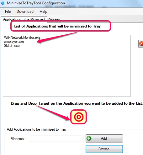 add applications to minimize list