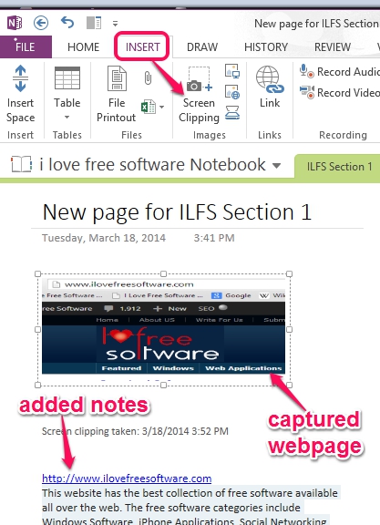 add notes to section page
