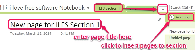 add sections and pages to notebook