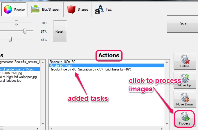 add tasks to task list and process images